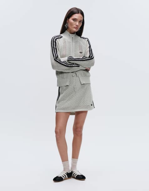 adidas Originals x ASOS – Dzianinowa kurtka dresowa i spódnica w kolorze szałwiowej zieleni - view 1