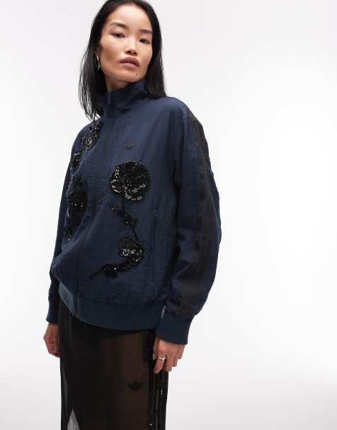 adidas Originals x ASOS embellished track jacket in navy - view 1