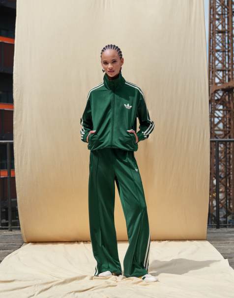 adidas Originals Firebird Loose track top in dark green- exclusive to ASOS