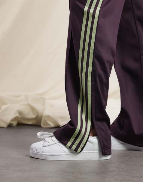 adidas Originals x ASOS Firebird track pants in plum and green - view 1