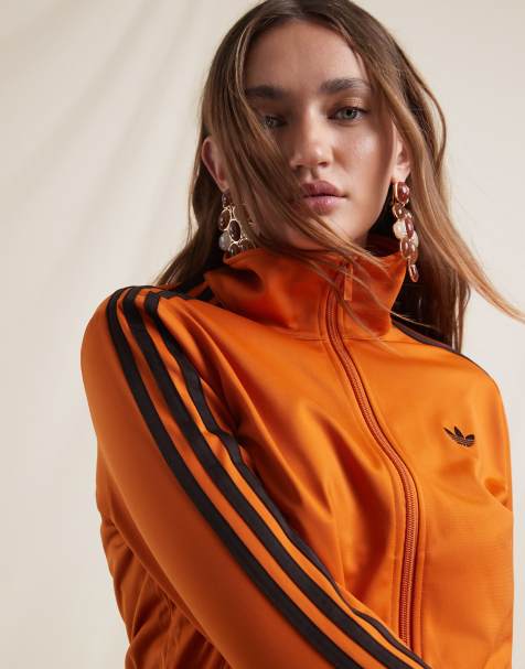 adidas Originals x ASOS Firebird track top in orange and brown - view 1