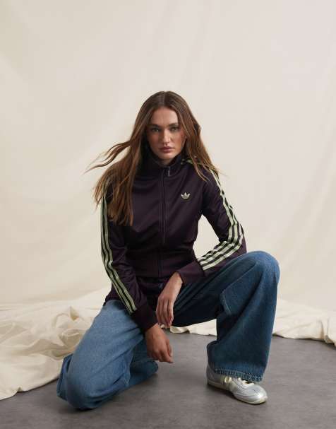 adidas Originals x ASOS Firebird track top in plum and green - view 1
