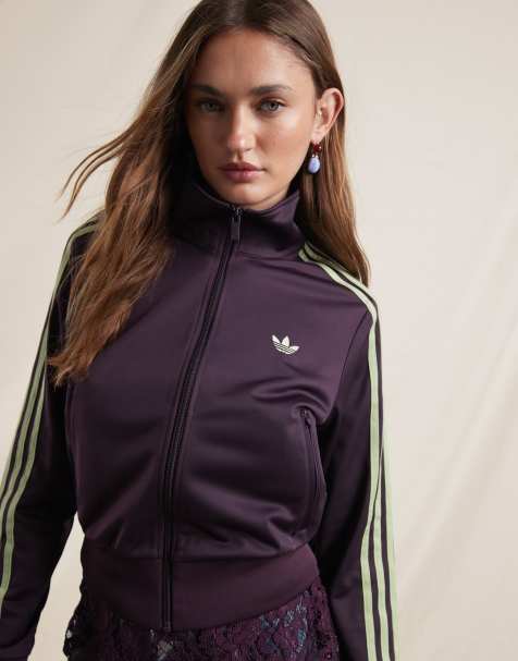 adidas Originals x ASOS Firebird track top in plum and green