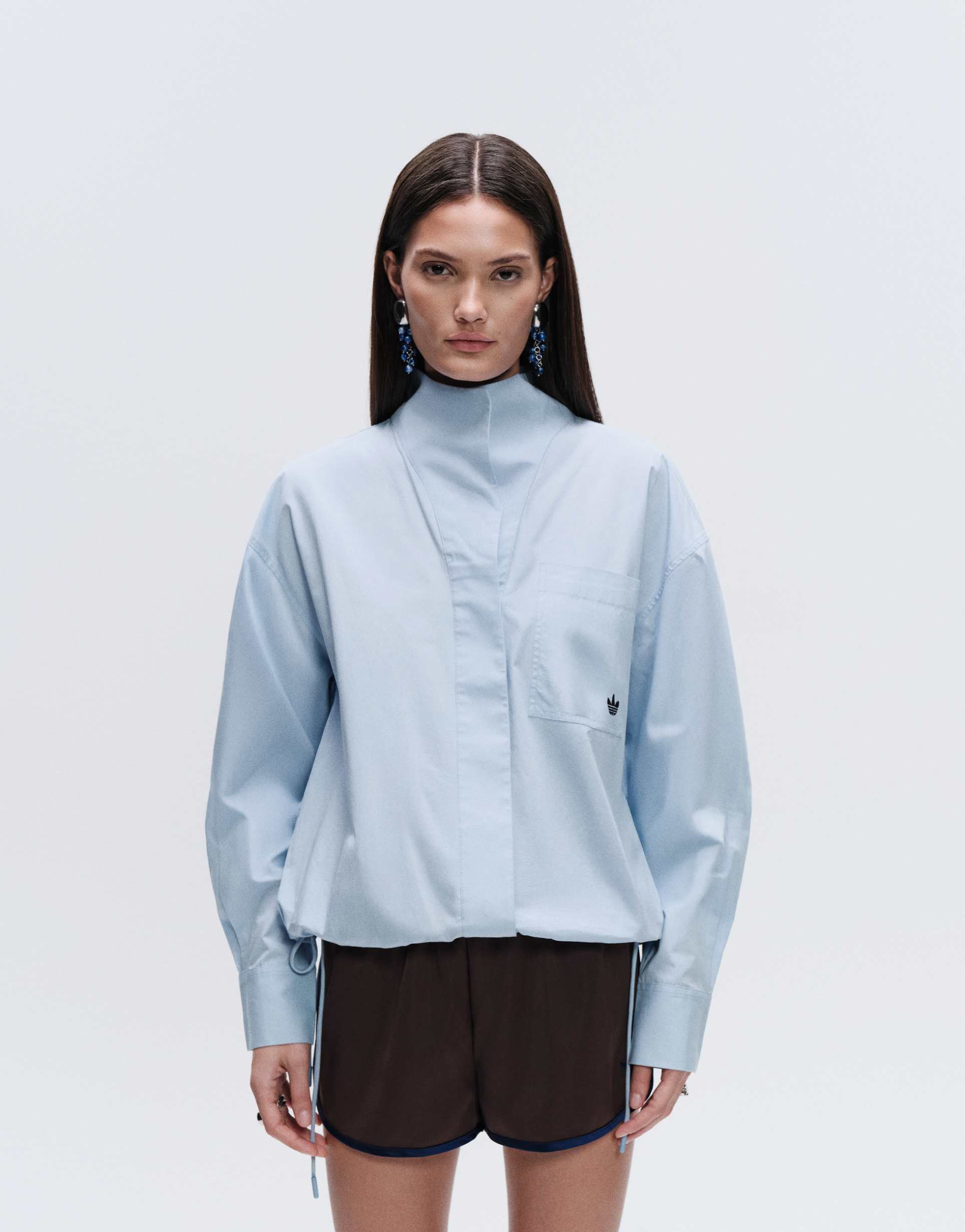adidas originals x asos funnel neck shirt in blue