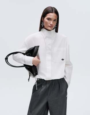 Adidas Originals x ASOS funnel neck shirt in white white