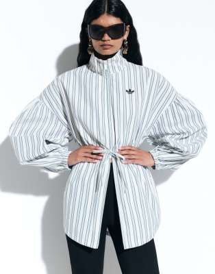 Adidas Originals X Asos Funnel Neck Shirt With Volume Sleeves In Blue