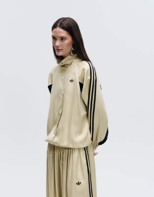 Adidas Originals x ASOS funnel neck track top in buttermilk satin buttermilk