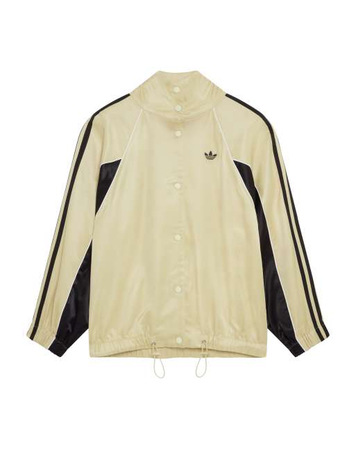 adidas Originals x ASOS funnel neck track top in buttermilk satin