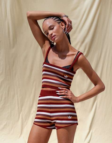 adidas Originals x ASOS - Gebreid hemdje met bordeauxrode strepen, deel van co-ord set - view 1