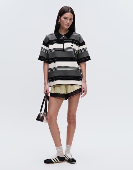 adidas Originals x ASOS – Gestreiftes Oversize-Polohemd aus Strick in Khaki, 2 von 7