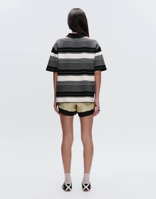 adidas Originals x ASOS – Gestreiftes Oversize-Polohemd aus Strick in Khaki, 3 von 7