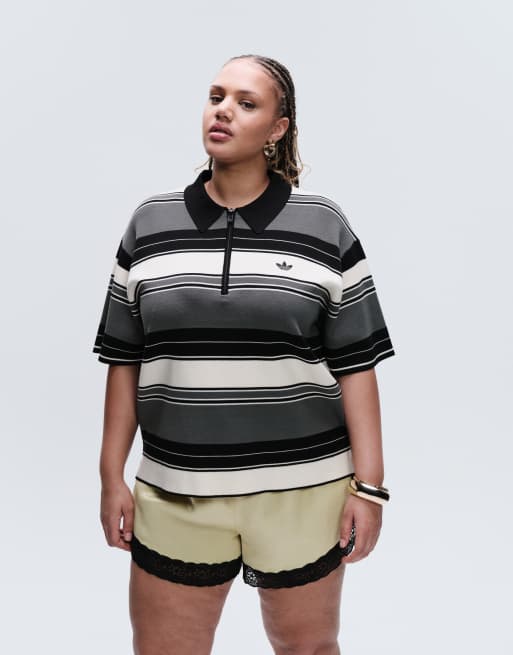 adidas Originals x ASOS – Gestreiftes Oversize-Polohemd aus Strick in Khaki, 6 von 7