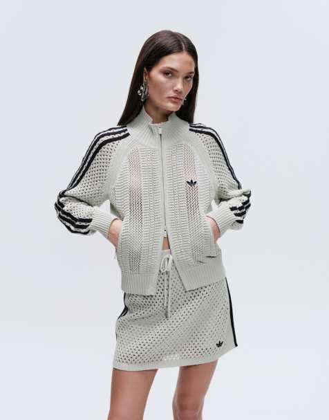 adidas Originals x ASOS - Giacca sportiva in maglia verde salvia vestibilità classica - view 1