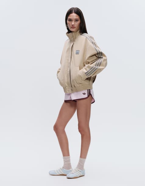 adidas Originals x ASOS - Giacca sportiva oversize in twill beige con collo a imbuto - view 1