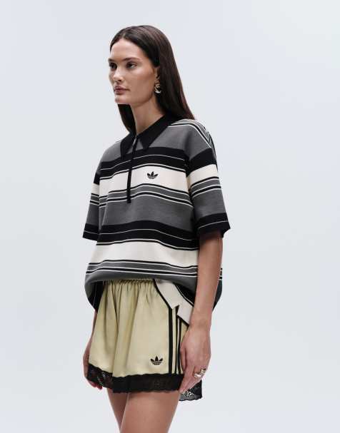 adidas Originals x ASOS – Jasnożółte satynowe szorty z koronkowym wykończeniem - view 1