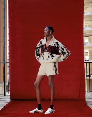 adidas adidas Originals x ASOS jersey mini short in buttermilk-Neutral