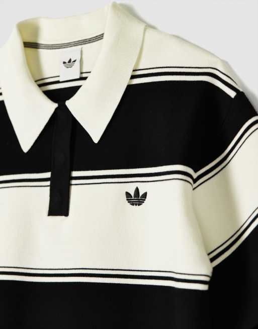 adidas Originals x ASOS knitted polo shirt co-ord in black and white stripe