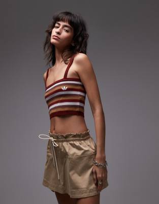 adidas adidas Originals x ASOS knitted vest co-ord in burgundy stripe-Red