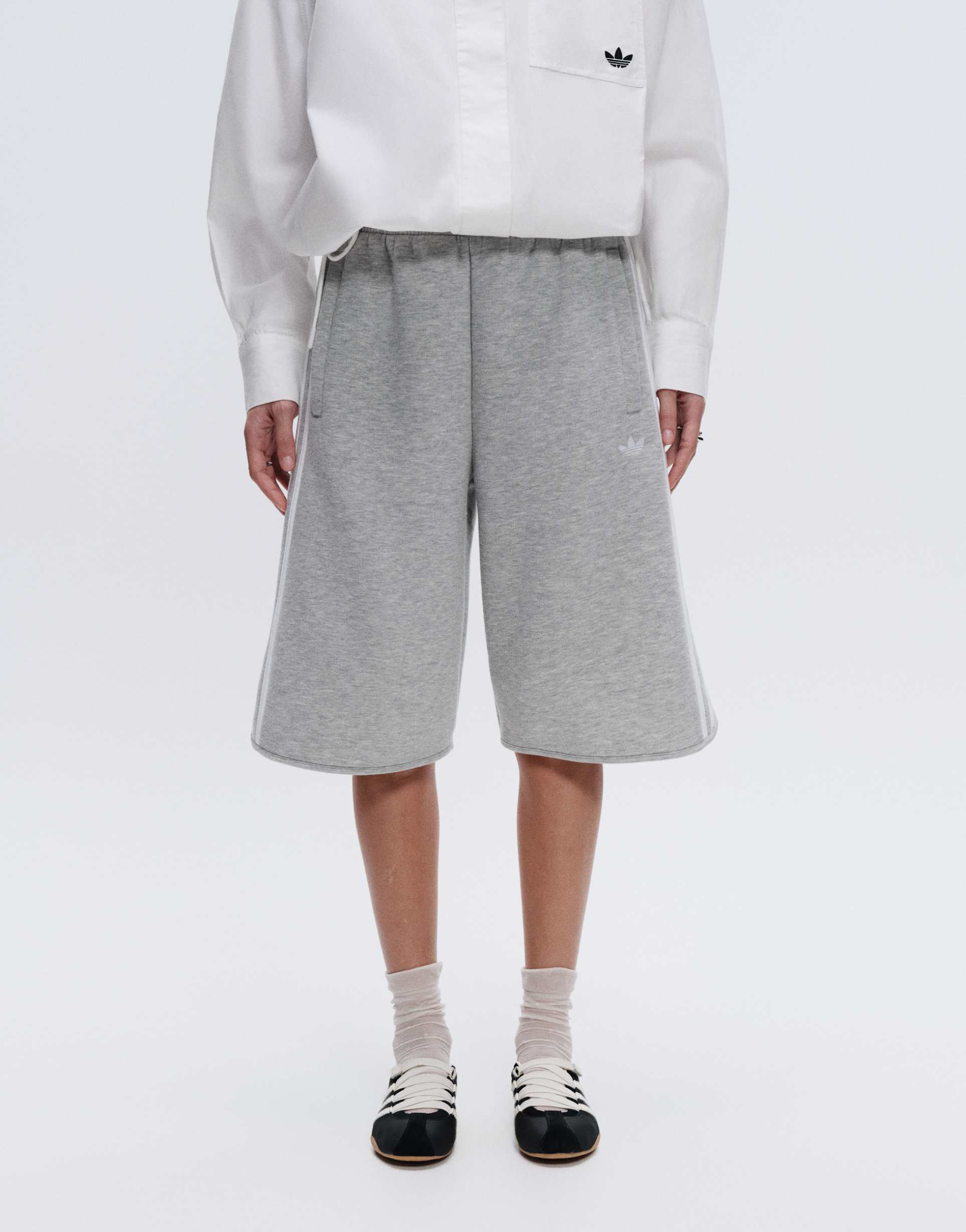 adidas originals x asos longline sweat shorts in gray