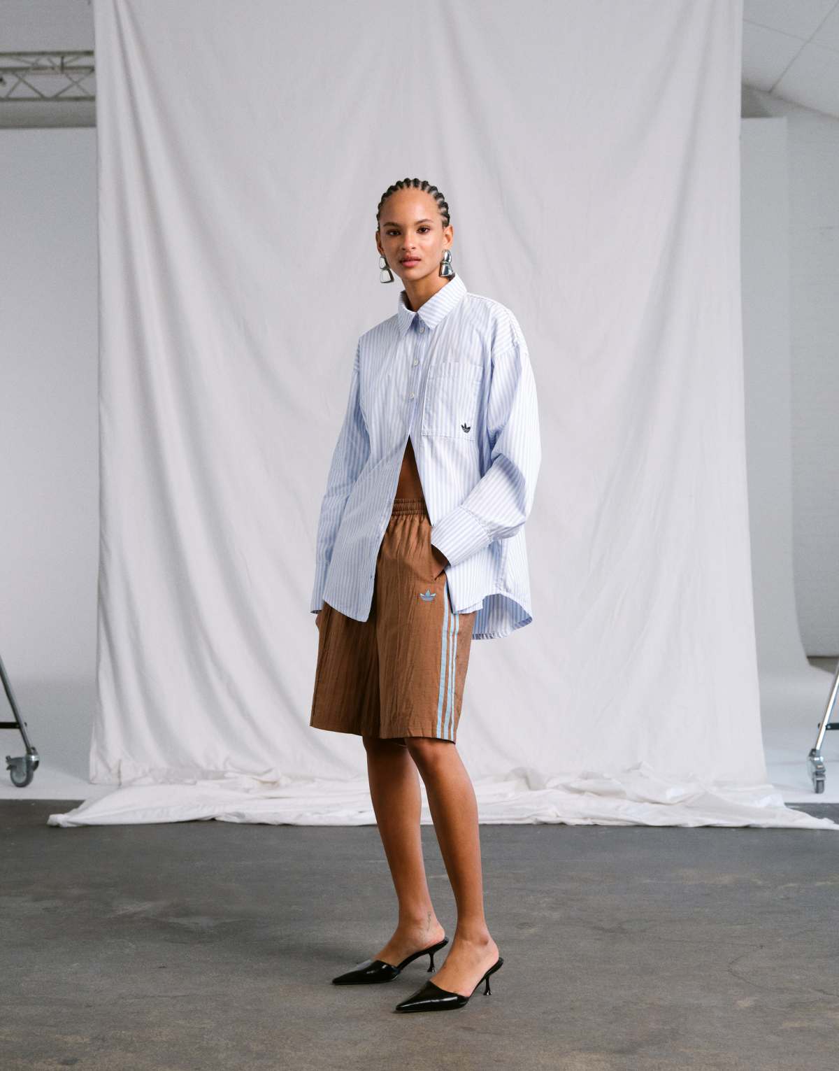 adidas Originals x ASOS longline track short in brown