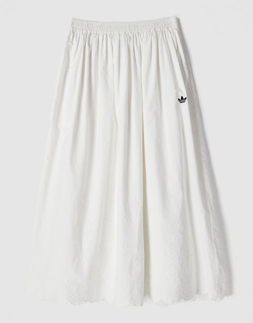 adidas Originals x ASOS maxi skirt with broderie in white