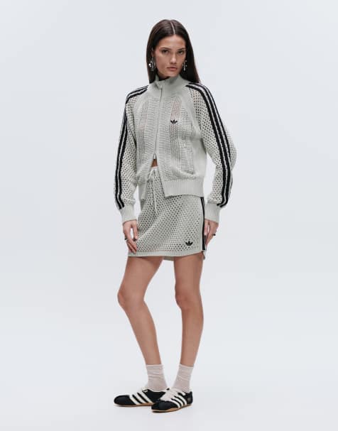 adidas Originals x ASOS - Minigonna vestibilità classica in maglia verde salvia - view 1