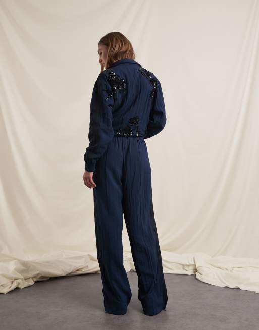 adidas Originals x ASOS nylon track pants in navy