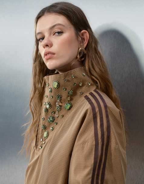 adidas Originals x ASOS overhead trainingsjack met bruine ruit en versiering - view 1