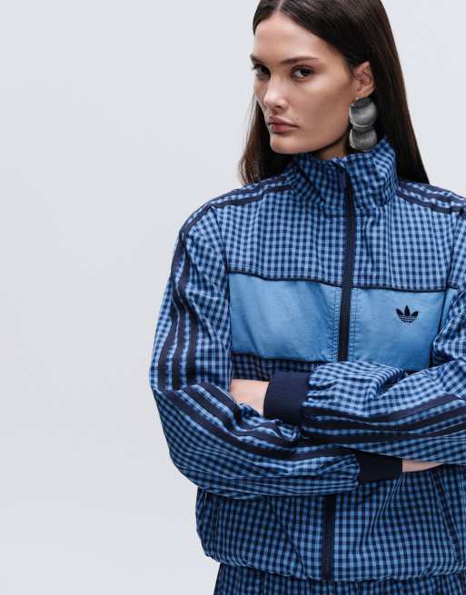 adidas Originals x ASOS – Oversize-Trainingsjacke in Blau mit Vichy-Karomuster, 5 von 7