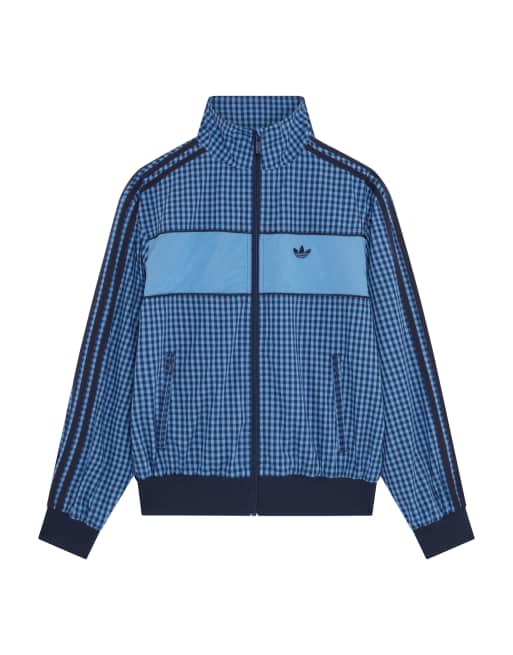 adidas Originals x ASOS – Oversize-Trainingsjacke in Blau mit Vichy-Karomuster, 7 von 7