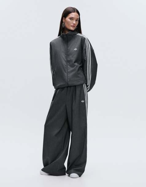 adidas Originals x ASOS – Oversize-Trainingsjacke in Grau mit Nadelstreifen - view 1