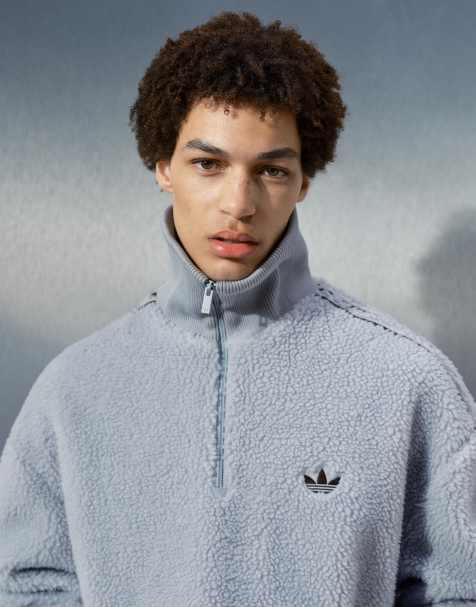 adidas Originals x ASOS oversize träningsjacka med halvdragkedja och insteg uppifrån i blå borg - view 1