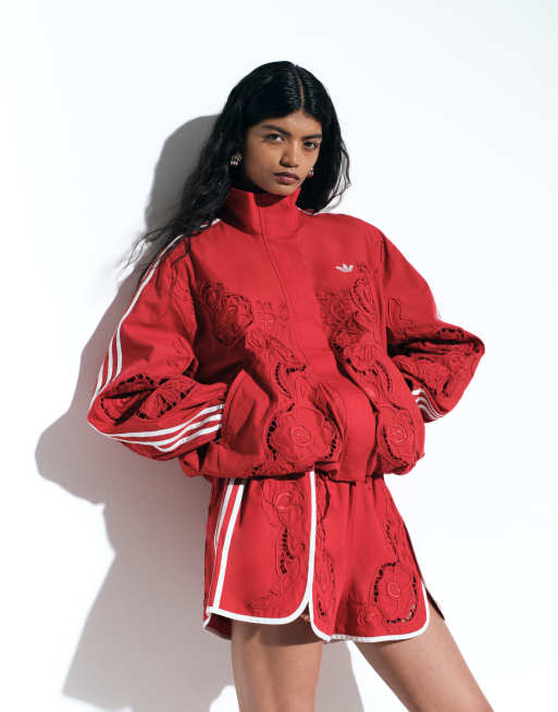 adidas Originals x ASOS oversized cutwork track jacket in red | ASOS