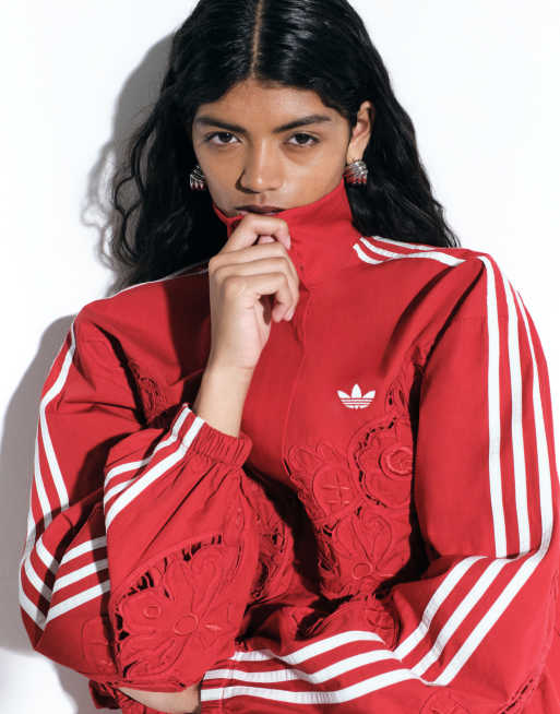 adidas Originals x ASOS oversized cutwork track jacket in red | ASOS