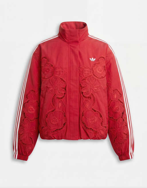 adidas Originals x ASOS oversized cutwork track jacket in red | ASOS