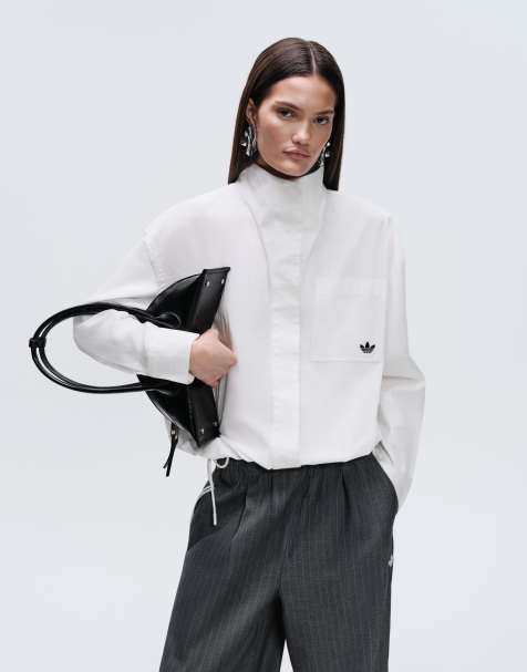 adidas Originals x ASOS oversized funnel neck shirt in white - view 1