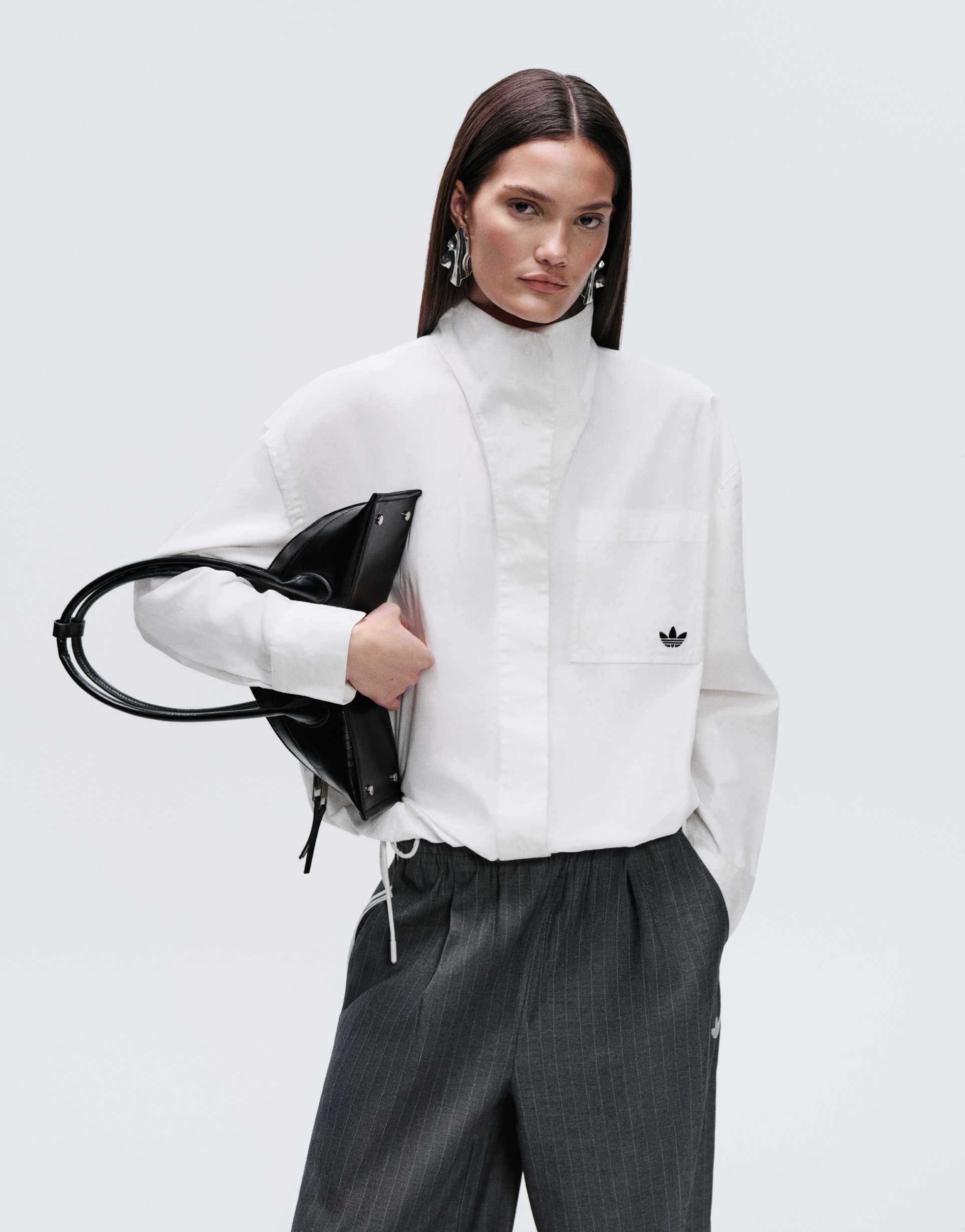 adidas originals x asos oversized funnel neck shirt in white