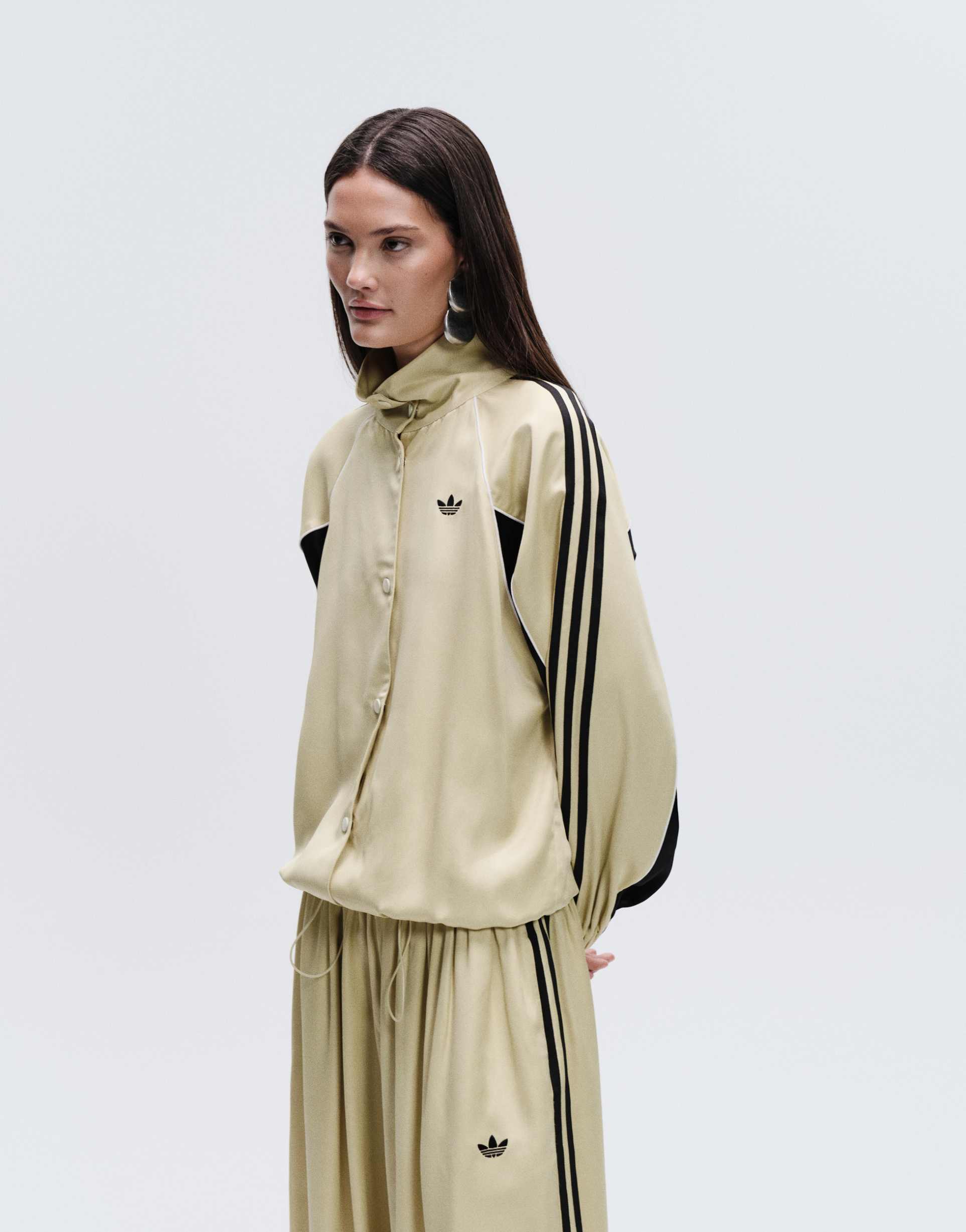 adidas originals x asos oversized funnel neck track top in buttermilk satin