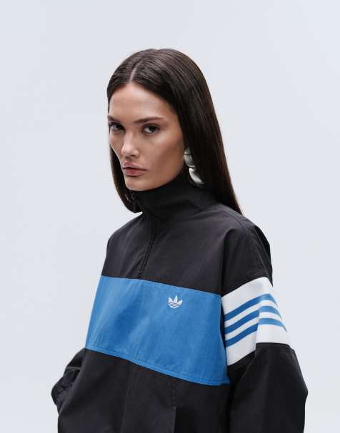 adidas Originals x ASOS oversized half zip track jacket in black - view 1