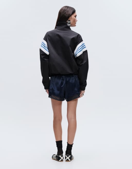adidas Originals x ASOS oversized half zip track jacket in black