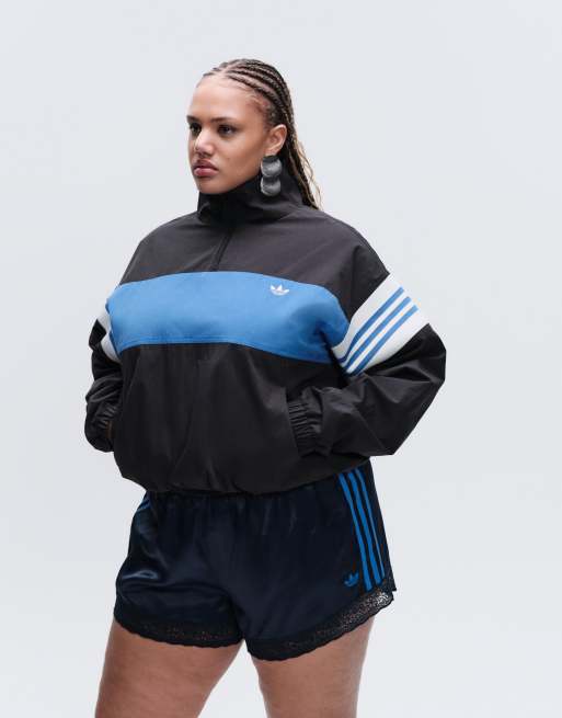 adidas Originals x ASOS oversized half zip track jacket in black