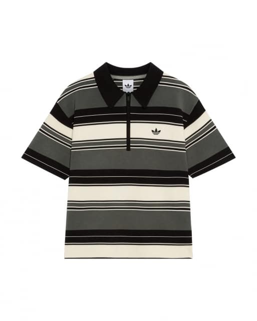 adidas Originals x ASOS oversized knit polo shirt in khaki stripe, 7 of 7