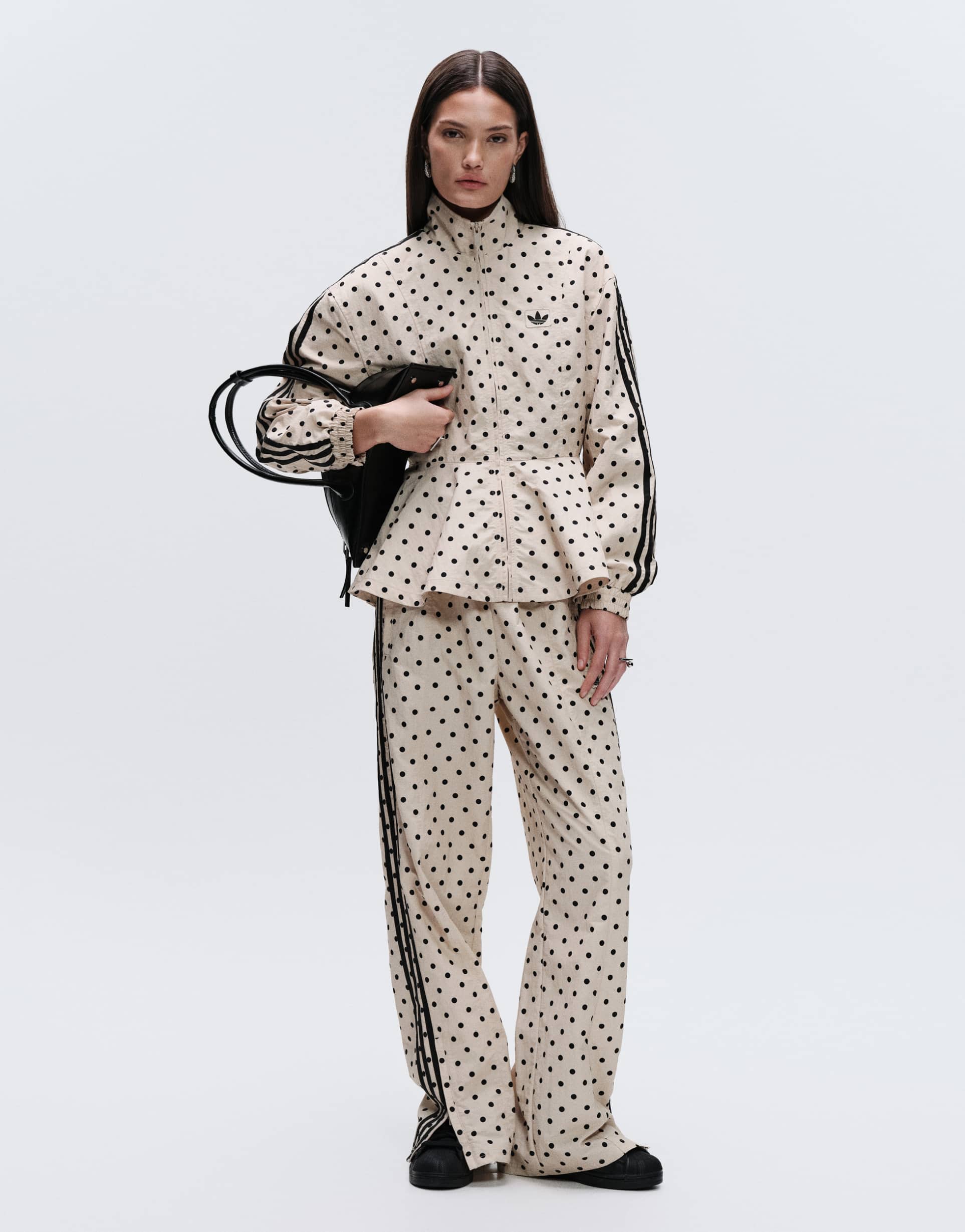 adidas originals x asos oversized polka dot track pants in stone