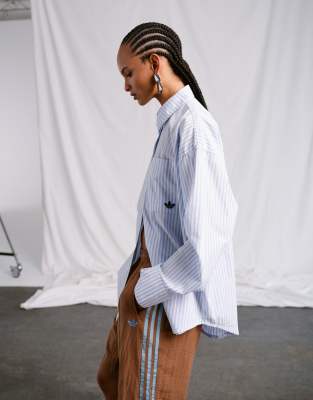 adidas adidas Originals x ASOS oversized shirt in blue and white stripe