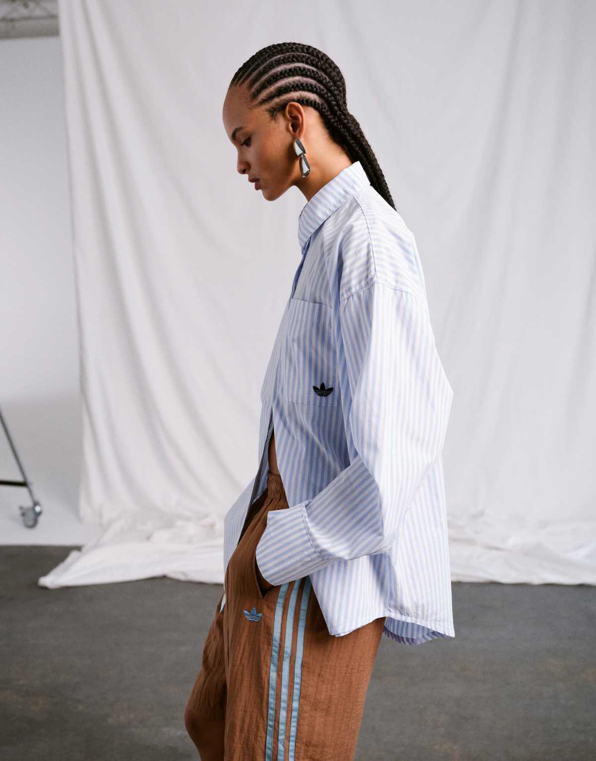 adidas Originals x ASOS oversized shirt in blue and white stripe