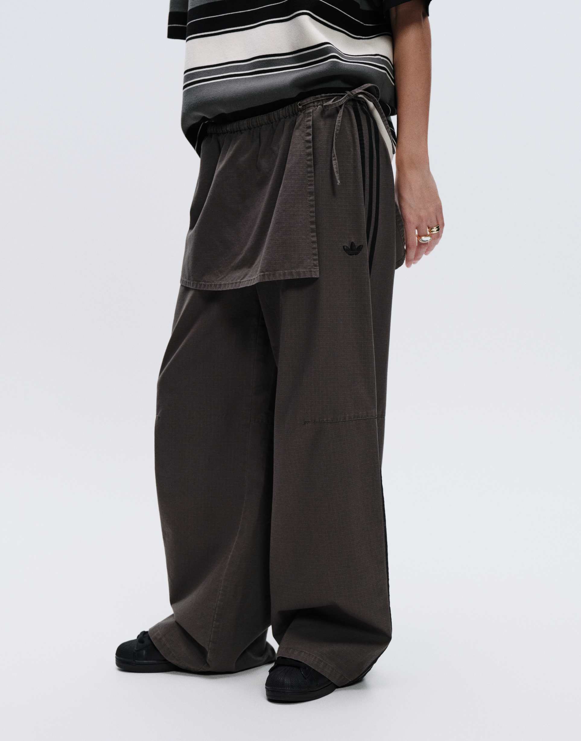 adidas originals x asos oversized sweatpants with skirt overlay in khaki