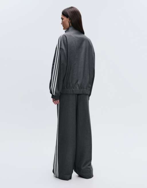 adidas Originals x ASOS oversized track jacket in gray pin stripe