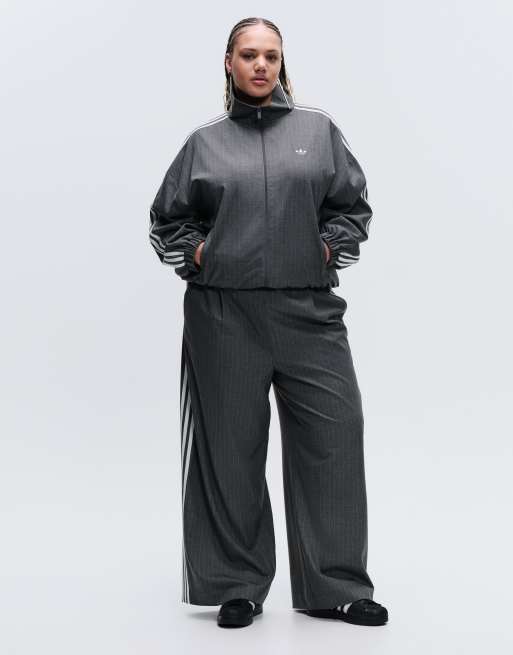 adidas Originals x ASOS oversized track jacket in gray pin stripe