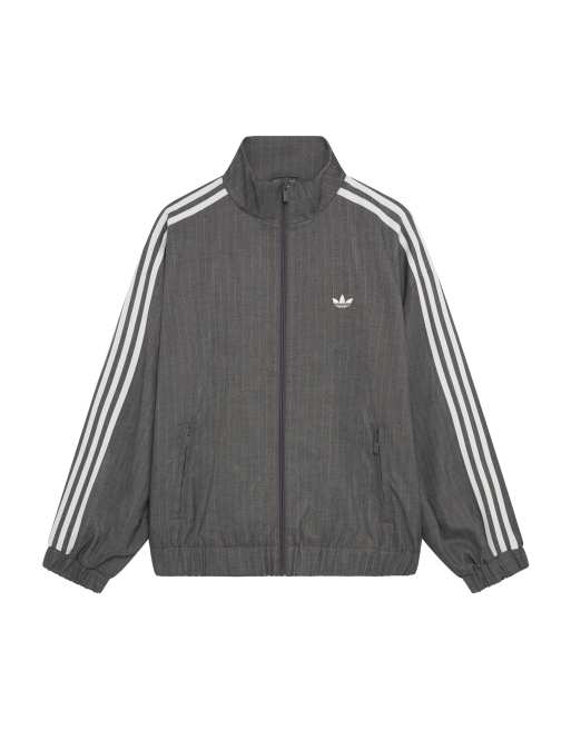 adidas Originals x ASOS oversized track jacket in gray pin stripe