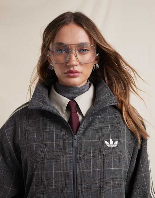 adidas Originals x ASOS - Veste de survêtement oversize à carreaux - Gris